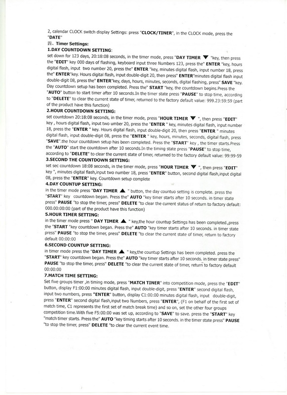 reloj cronometro fecha ascendente descendente+mando plastico led 18.5x48x5.7 (40eu.) 1u